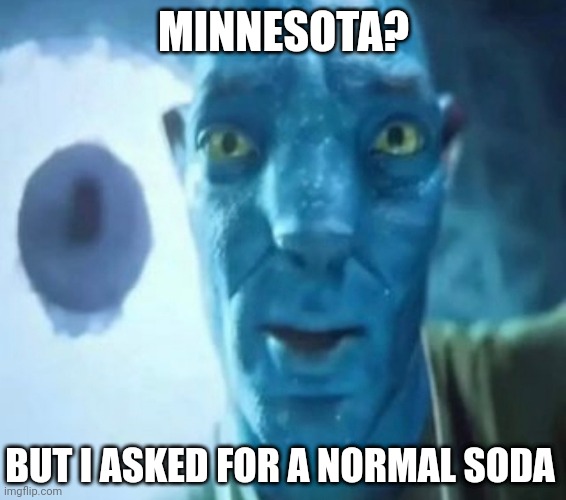 Minnesota? | MINNESOTA? BUT I ASKED FOR A NORMAL SODA | image tagged in avatar guy | made w/ Imgflip meme maker