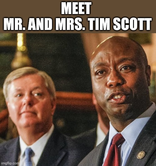 scott | MEET 
MR. AND MRS. TIM SCOTT | image tagged in tim scott,lindsay | made w/ Imgflip meme maker