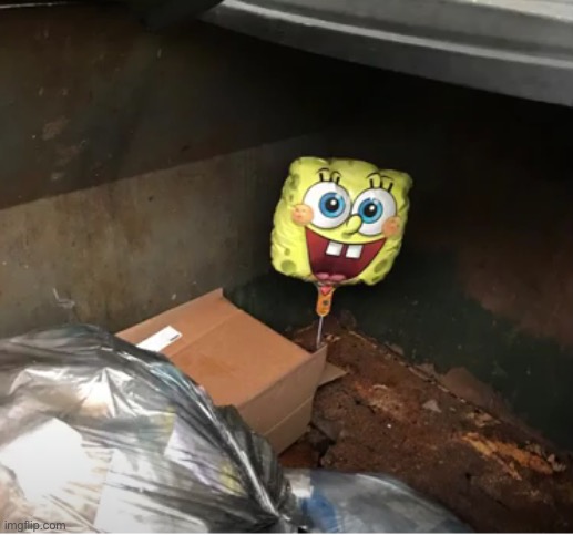 spunch bop baloon in dumpster | image tagged in spunch bop baloon in dumpster | made w/ Imgflip meme maker