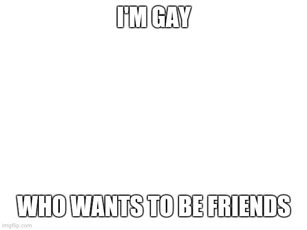 I'M GAY; WHO WANTS TO BE FRIENDS | made w/ Imgflip meme maker