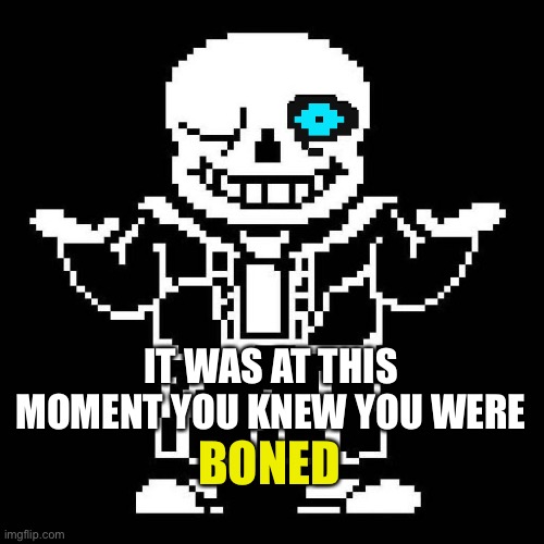 sans undertale | BONED IT WAS AT THIS MOMENT YOU KNEW YOU WERE | image tagged in sans undertale | made w/ Imgflip meme maker