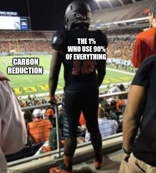 How x feel | THE 1% WHO USE 90% OF EVERYTHING; CARBON REDUCTION | image tagged in how x feel | made w/ Imgflip meme maker