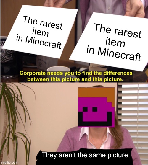 They're The Same Picture Meme | The rarest item in Minecraft; The rarest item in Minecraft; They aren’t the same picture | image tagged in memes,they're the same picture | made w/ Imgflip meme maker