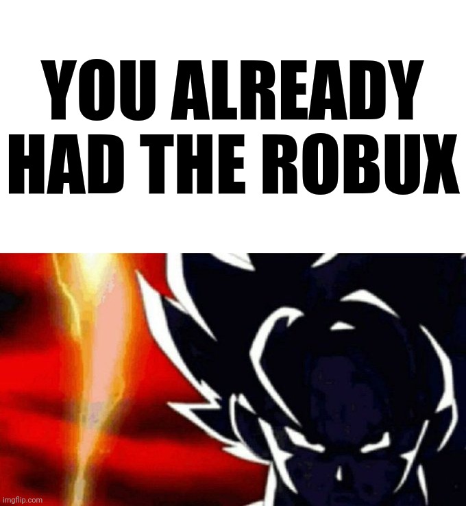 Goku Lightning | YOU ALREADY HAD THE ROBUX | image tagged in goku lightning | made w/ Imgflip meme maker