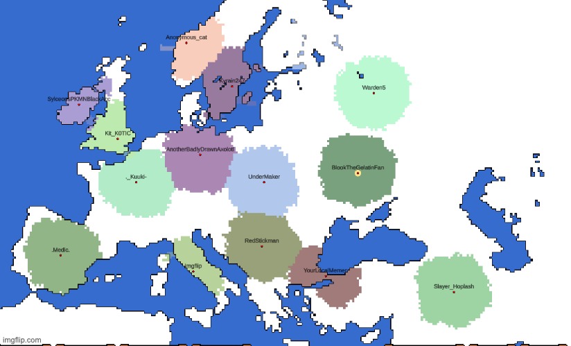 this is the map 10 seconds in, so far, blook's nation is the biggest | made w/ Imgflip meme maker
