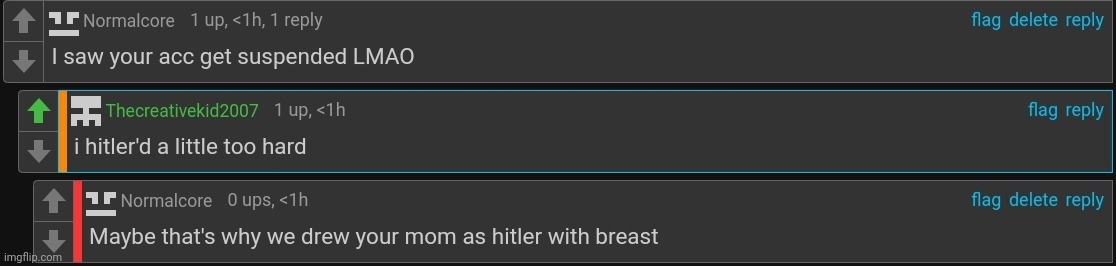 Context: we drew tcks mom as hitler with breast on skribble | made w/ Imgflip meme maker