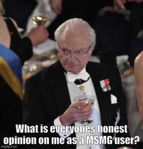 Kungen | What is everyones honest opinion on me as a MSMG user? | image tagged in kungen | made w/ Imgflip meme maker