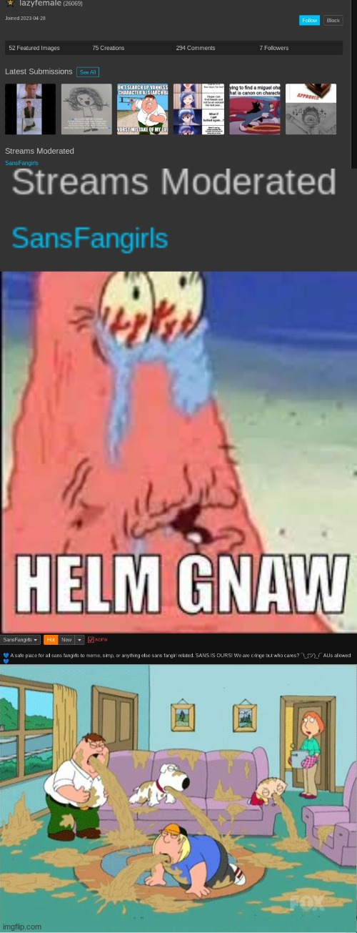 no WAY i found this shit. | image tagged in helm gnaw,family guy puke | made w/ Imgflip meme maker