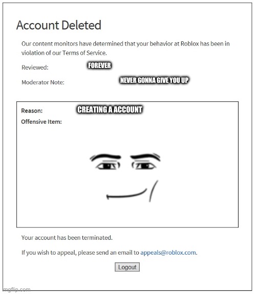 Banned from Roblox (FOREVER!!) - Imgflip