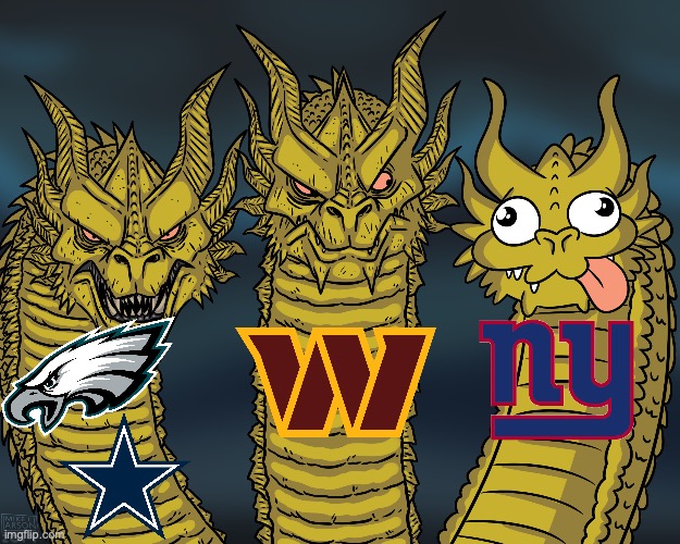 2023 NFC East in a nutshell | image tagged in king ghidorah | made w/ Imgflip meme maker