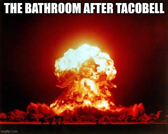 Have fun in there | THE BATHROOM AFTER TACOBELL | image tagged in memes,nuclear explosion | made w/ Imgflip meme maker