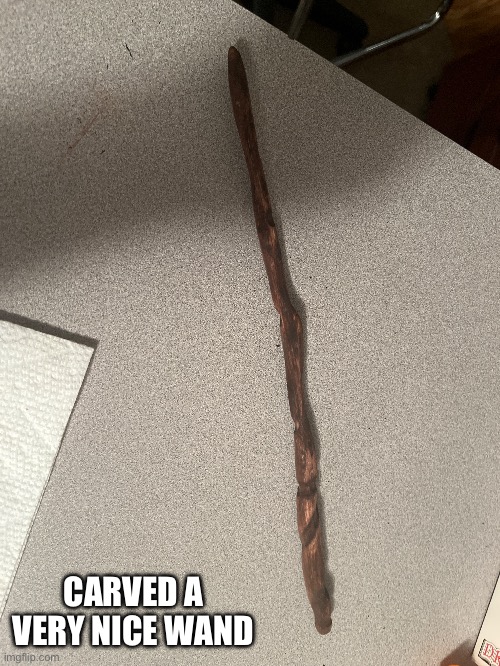 CARVED A VERY NICE WAND | made w/ Imgflip meme maker