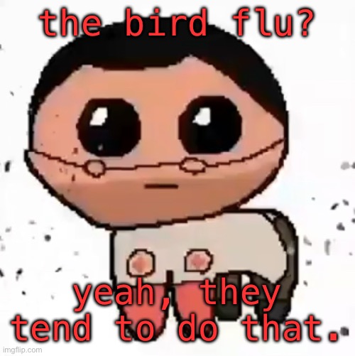 yippee | the bird flu? yeah, they tend to do that. | image tagged in yippee | made w/ Imgflip meme maker