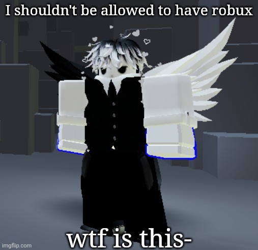 I shouldn't be allowed to have robux; wtf is this- | made w/ Imgflip meme maker