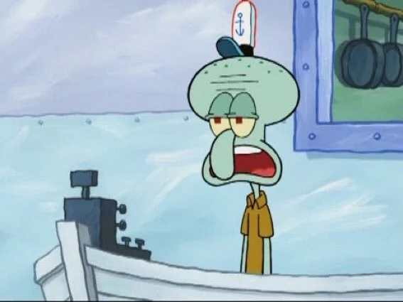 High Quality Squidward Tentacles at the Krusty Krab Blank Meme Template