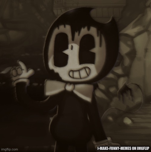 My drawing of a Bendy (background isn’t mine but the bendy is) | I-MAKE-FUNNY-MEMES ON IMGFLIP | image tagged in my art,batim,bendy and the ink machine,digital art | made w/ Imgflip meme maker