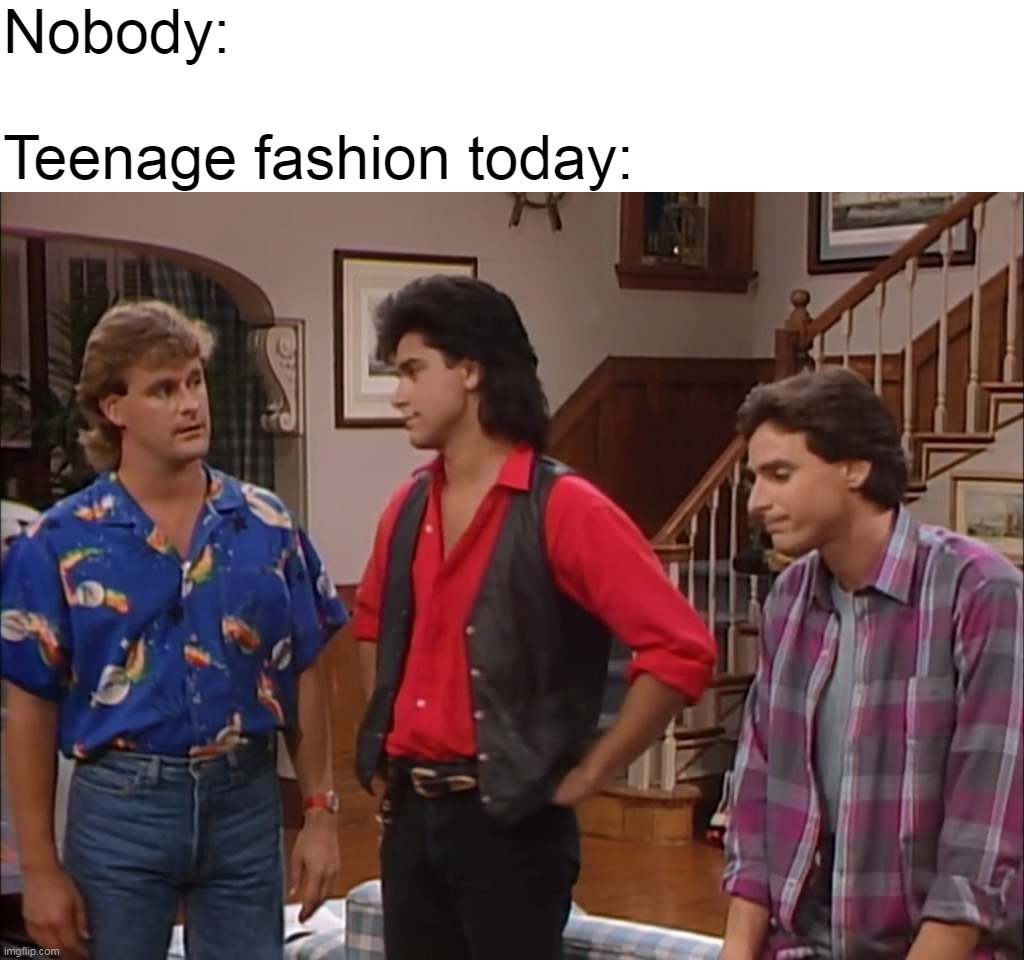 Nobody:
 
Teenage fashion today: | image tagged in meme,memes,funny,teenagers | made w/ Imgflip meme maker