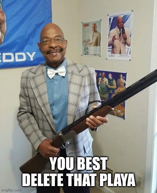 Teddy Long delete that playa | YOU BEST DELETE THAT PLAYA | image tagged in wwe | made w/ Imgflip meme maker