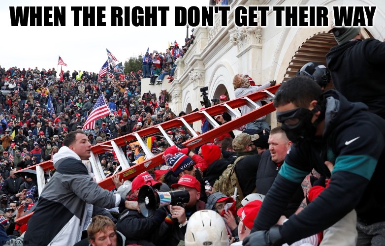 Qanon - Insurrection - Trump riot - sedition | WHEN THE RIGHT DON'T GET THEIR WAY | image tagged in qanon - insurrection - trump riot - sedition | made w/ Imgflip meme maker