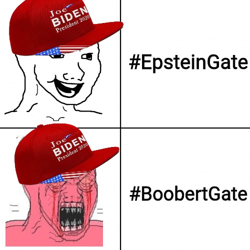 EpsteinGate vs Boobertgate | #EpsteinGate; #BoobertGate | image tagged in happy vs angry wojak,congress,grope,groping,beetlejuice,jeffrey epstein | made w/ Imgflip meme maker