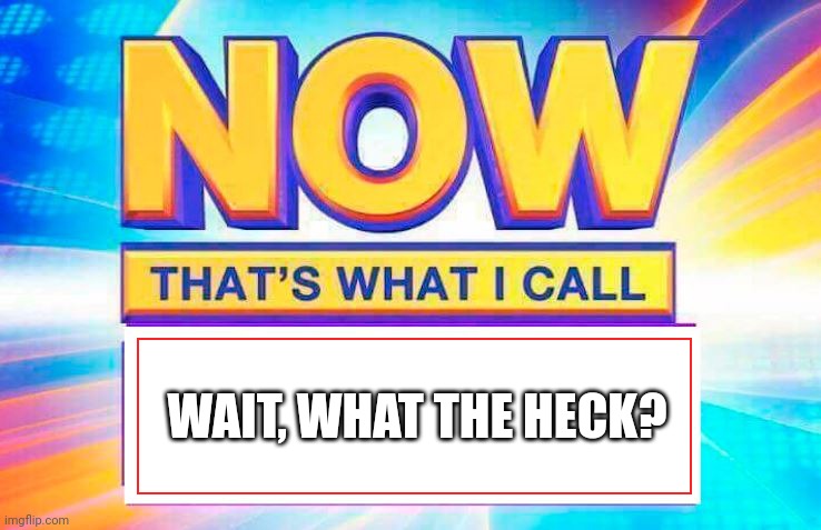 Now That’s What I Call | WAIT, WHAT THE HECK? | image tagged in now that s what i call | made w/ Imgflip meme maker