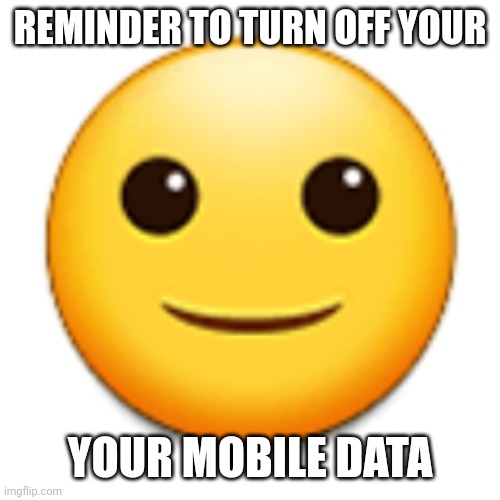 Ptsd | REMINDER TO TURN OFF YOUR; YOUR MOBILE DATA | image tagged in light smile emoji | made w/ Imgflip meme maker