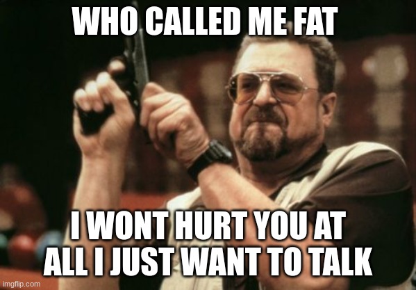 Am I The Only One Around Here | WHO CALLED ME FAT; I WONT HURT YOU AT ALL I JUST WANT TO TALK | image tagged in memes,am i the only one around here | made w/ Imgflip meme maker