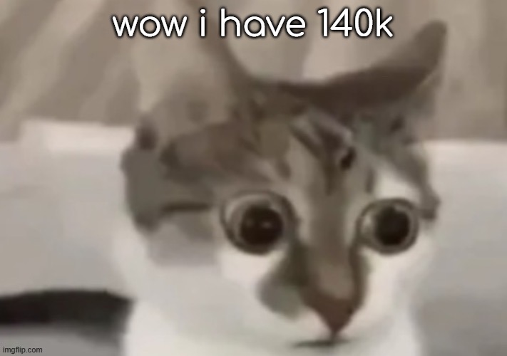 bombastic side eye cat | wow i have 140k | image tagged in bombastic side eye cat | made w/ Imgflip meme maker
