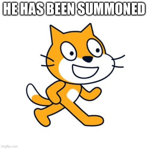 Scratch cat | HE HAS BEEN SUMMONED | image tagged in scratch cat | made w/ Imgflip meme maker