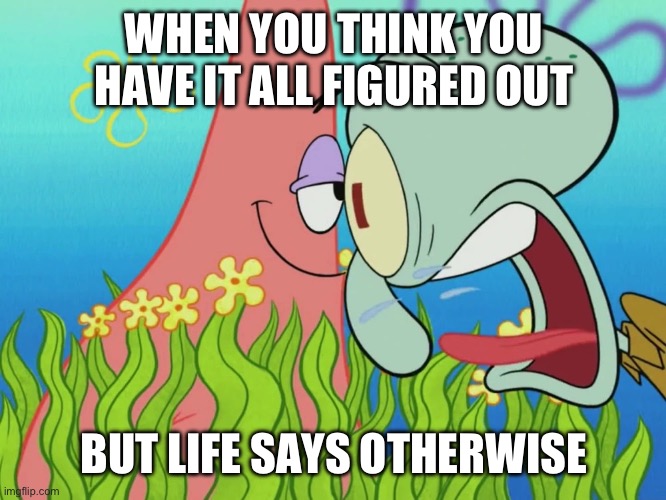 When life takes you by surprise | WHEN YOU THINK YOU HAVE IT ALL FIGURED OUT; BUT LIFE SAYS OTHERWISE | image tagged in when life takes you by surprise | made w/ Imgflip meme maker