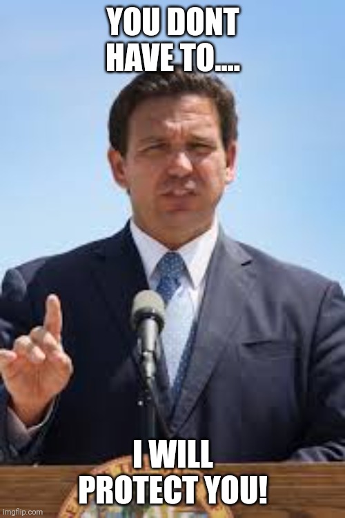 Gov. Ron DeSantis | YOU DONT HAVE TO.... I WILL PROTECT YOU! | image tagged in gov ron desantis | made w/ Imgflip meme maker