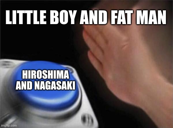 Blank Nut Button Meme | LITTLE BOY AND FAT MAN HIROSHIMA AND NAGASAKI | image tagged in memes,blank nut button | made w/ Imgflip meme maker