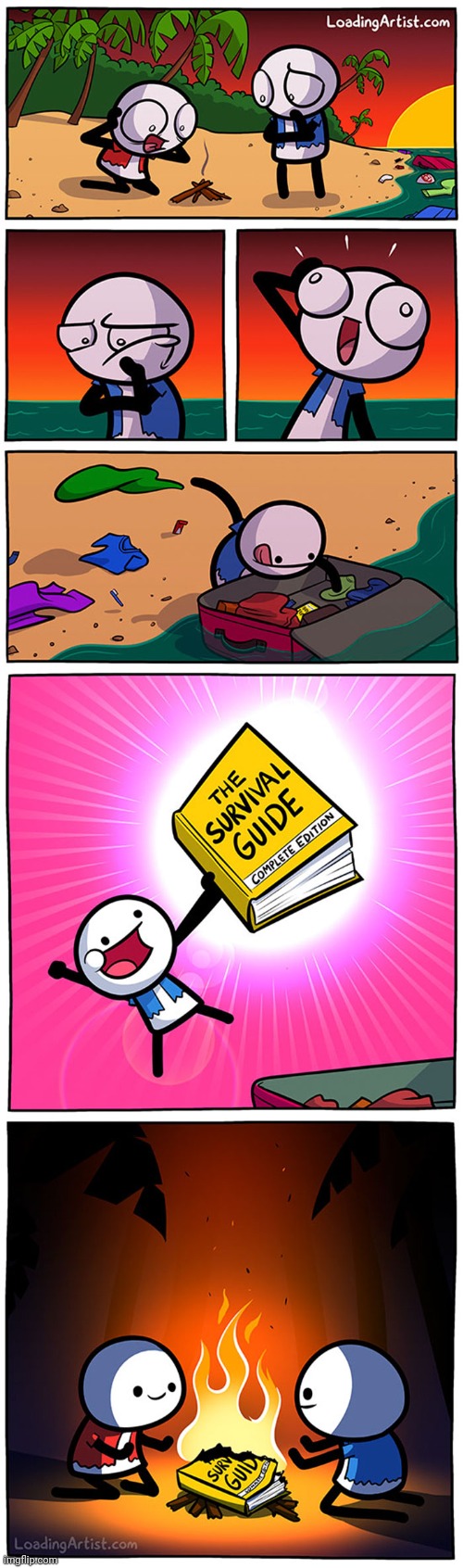 Survival Guide | image tagged in loading artist,survival guide,survival,stranded,comics,comics/cartoons | made w/ Imgflip meme maker