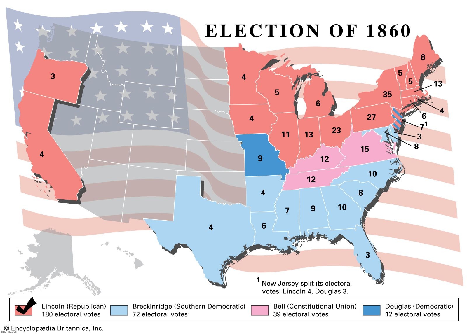 1860 election map | image tagged in 1860 election map | made w/ Imgflip meme maker