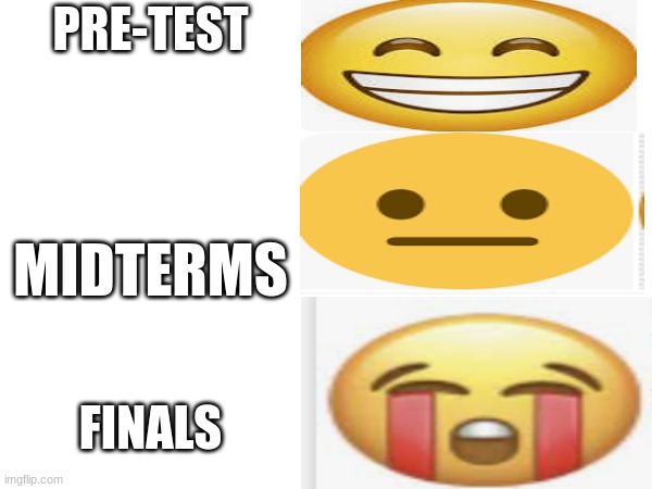 PRE-TEST; MIDTERMS; FINALS | made w/ Imgflip meme maker