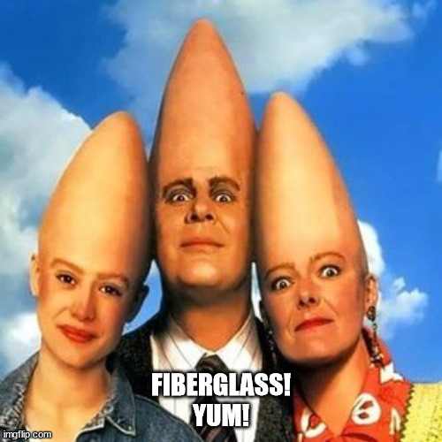 Conehead Candyfloss | FIBERGLASS!
YUM! | image tagged in coneheads,conehead,cone head,fiberglass | made w/ Imgflip meme maker