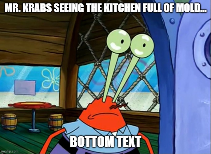 . | MR. KRABS SEEING THE KITCHEN FULL OF MOLD... BOTTOM TEXT | image tagged in lightbulb krabs | made w/ Imgflip meme maker