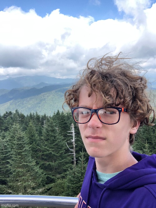 Me standing atop the observation tower at clingman’s dome, which borders North Carolina and Tennessee in swain county. The eleva | image tagged in tennessee,north carolina,picture,selfie,pretty,mountain | made w/ Imgflip meme maker