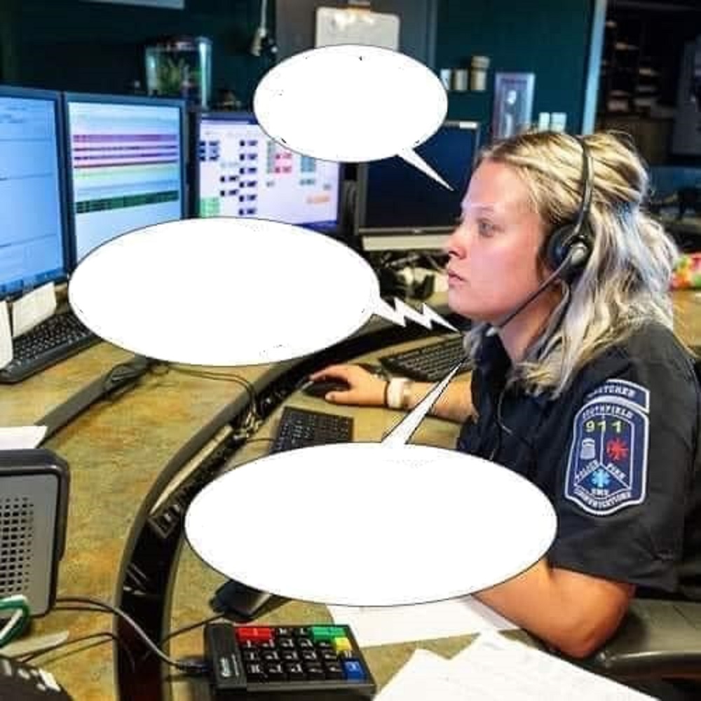 POLICE DISPATCHER ANSWERS CALL Blank Meme Template