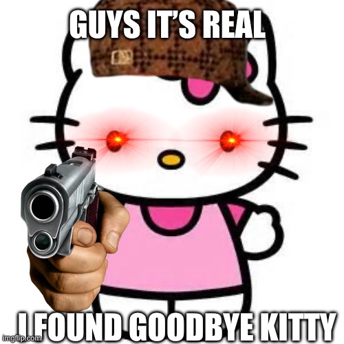 hello kitty | GUYS IT’S REAL I FOUND GOODBYE KITTY | image tagged in hello kitty | made w/ Imgflip meme maker