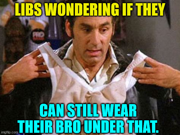 LIBS WONDERING IF THEY CAN STILL WEAR THEIR BRO UNDER THAT. | made w/ Imgflip meme maker