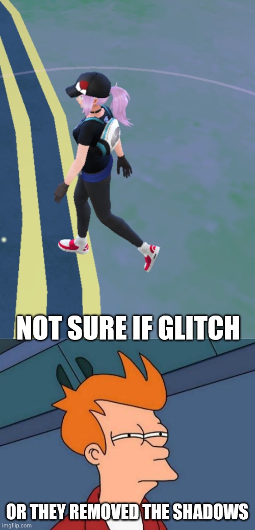 Seriously, anybody know? | NOT SURE IF GLITCH; OR THEY REMOVED THE SHADOWS | image tagged in memes,futurama fry | made w/ Imgflip meme maker