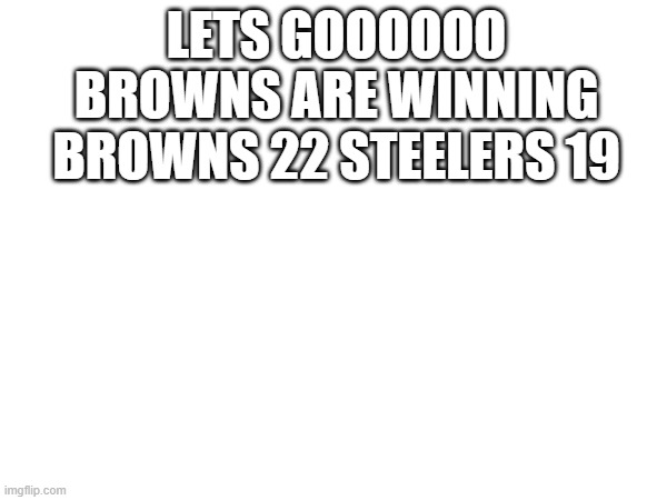 LETS GOOOOOO BROWNS ARE WINNING BROWNS 22 STEELERS 19 | made w/ Imgflip meme maker