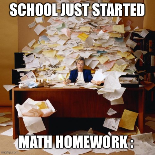 Math on first day be like : | SCHOOL JUST STARTED; MATH HOMEWORK : | image tagged in busy,school,math,homework,funny,relatable | made w/ Imgflip meme maker