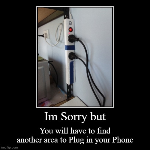 Damn it | Im Sorry but | You will have to find another area to Plug in your Phone | image tagged in funny,demotivationals,memes,dissapointment | made w/ Imgflip demotivational maker