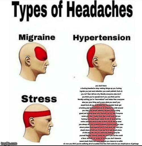 Stop pretending! | image tagged in rumination,depression,depression sadness hurt pain anxiety,types of headaches meme,dark humor | made w/ Imgflip meme maker