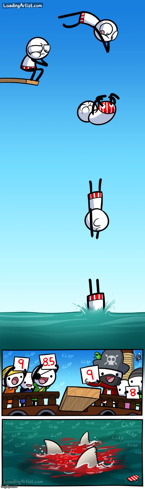 Taking a Dive | image tagged in funny,comics/cartoons,loadingartist | made w/ Imgflip meme maker
