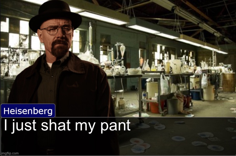 Heisenberg objection template | I just shat my pant | image tagged in heisenberg objection template | made w/ Imgflip meme maker