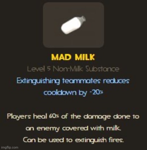 Mad Milk description | image tagged in mad milk description | made w/ Imgflip meme maker