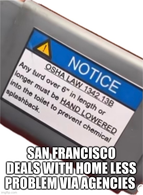 Turd | SAN FRANCISCO DEALS WITH HOME LESS PROBLEM VIA AGENCIES | image tagged in homeless dealt with,sann,memes | made w/ Imgflip meme maker